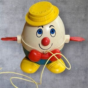 Vintage Fisher-Price Humpty Dumpty Pull Toy, model #736 - introduced in 1971